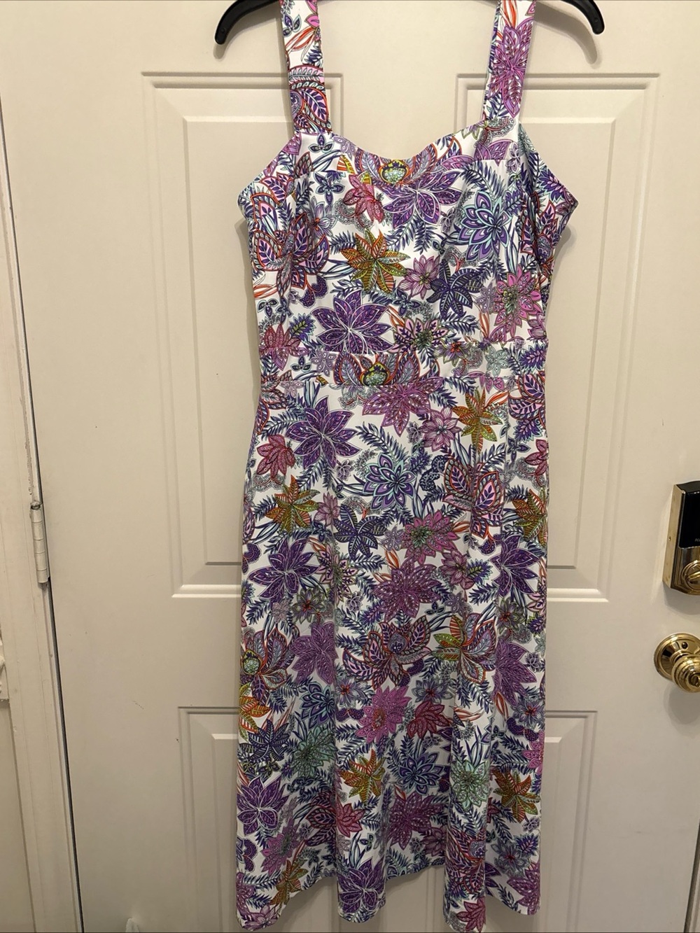 Jude Connally White Midi Dress with Purple, Pink and Green Floral Print